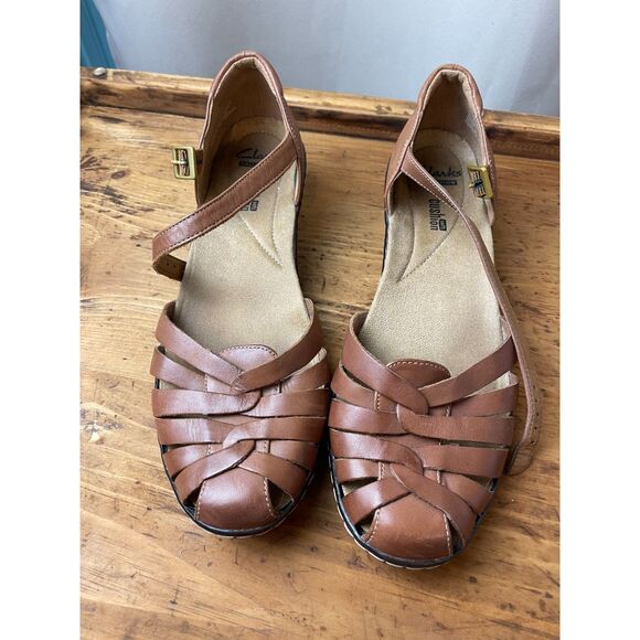 Clarks Brown Leather Fisherman Sandals – Size 9M - Picture 1 of 5